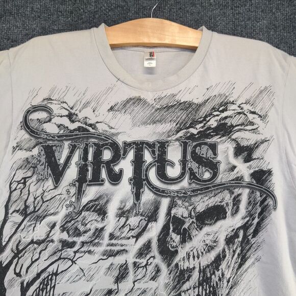 Anvil Men's Virtus Death Wicked T-Shirt Gray Large Skull Grim Reaper Graphic - Picture 3 of 16